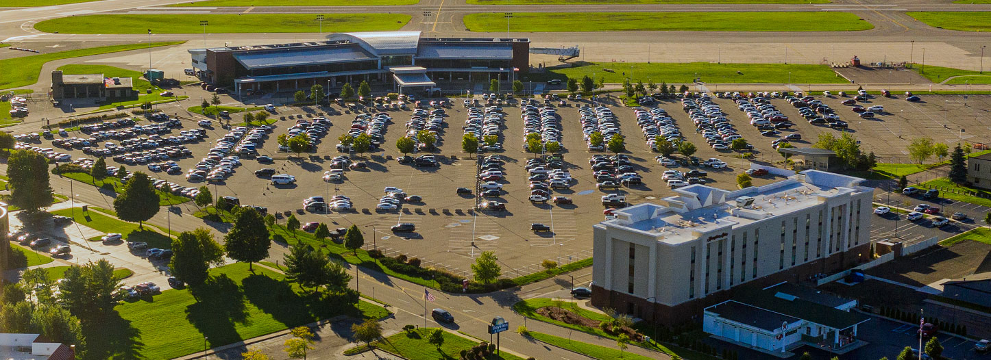 An aerial photograph of the Kalamazoo/Battle Creek International Airport.