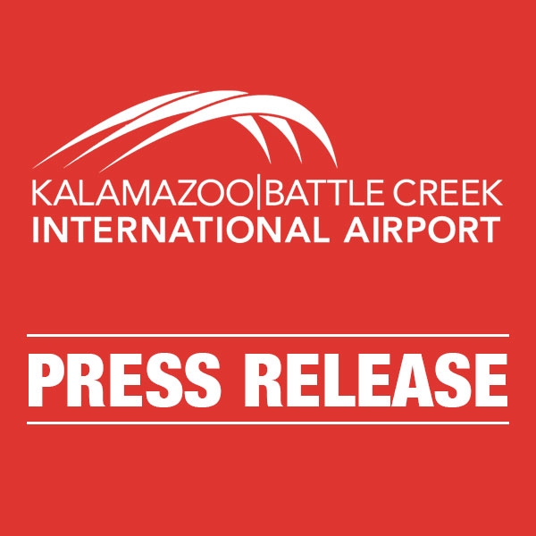 A press release graphic for the Kalamazoo/Battle Creek International Airport.